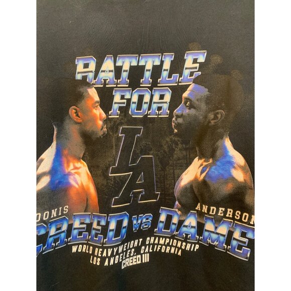 Creed III Black Crew Sweatshirt Battle For LA Graphic L Creed vs Dame RR10484 - Picture 2 of 9